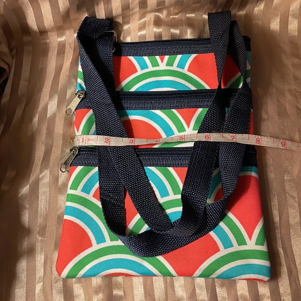 Girls small zipper bag. Adjustable strap, 3 zippered areas